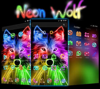 Image 2 for 3D Wild Neon Wolf Theme