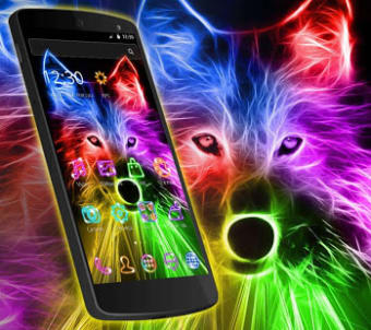 Image 0 for 3D Wild Neon Wolf Theme